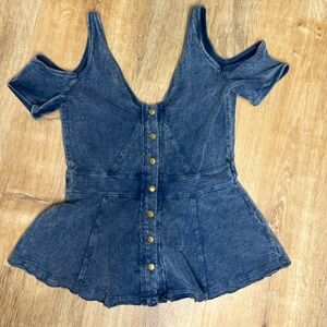 Free People Blue Denim Tank Top